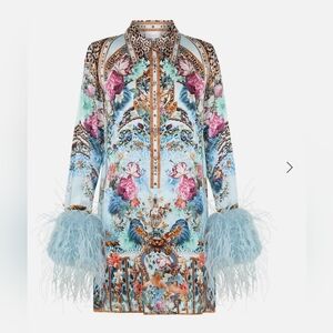 Camilla Multicolor Feather Cuff Dress